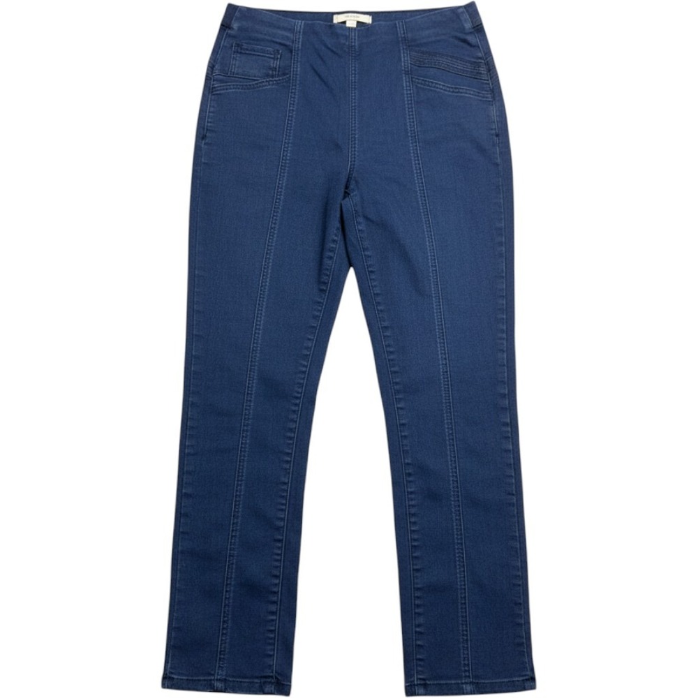 Free People Women Indigo Blue Pull On High Rise Seamed Straight Leg Jeans 30